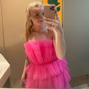 VICI STRAPLESS TULLE MINI DRESS